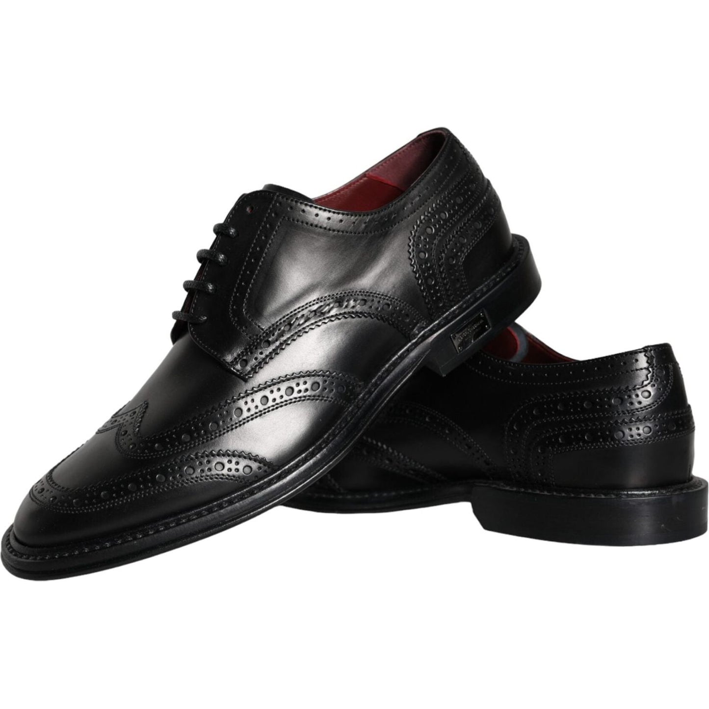 Dolce & Gabbana Black Leather Oxford Wingtip Formal Men Shoes Dolce & Gabbana Black