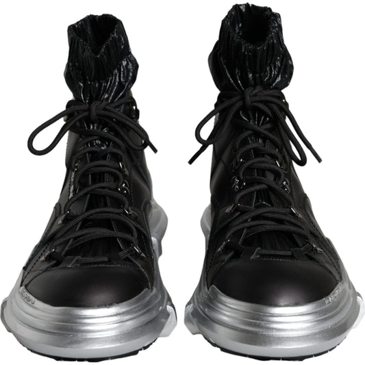 Dolce & Gabbana Black Nylon Galileo High Top Sneakers Shoes Dolce & Gabbana Black