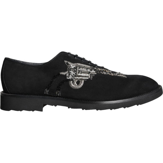 Dolce & Gabbana Black Suede Sicilia Lace Up Formal Shoes Dolce & Gabbana Black