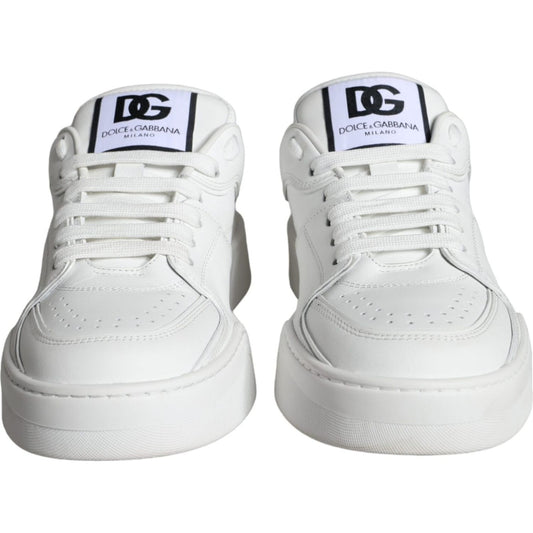 Dolce & Gabbana White Miami Leather Low Top Sneakers Shoes Dolce & Gabbana Light Gray