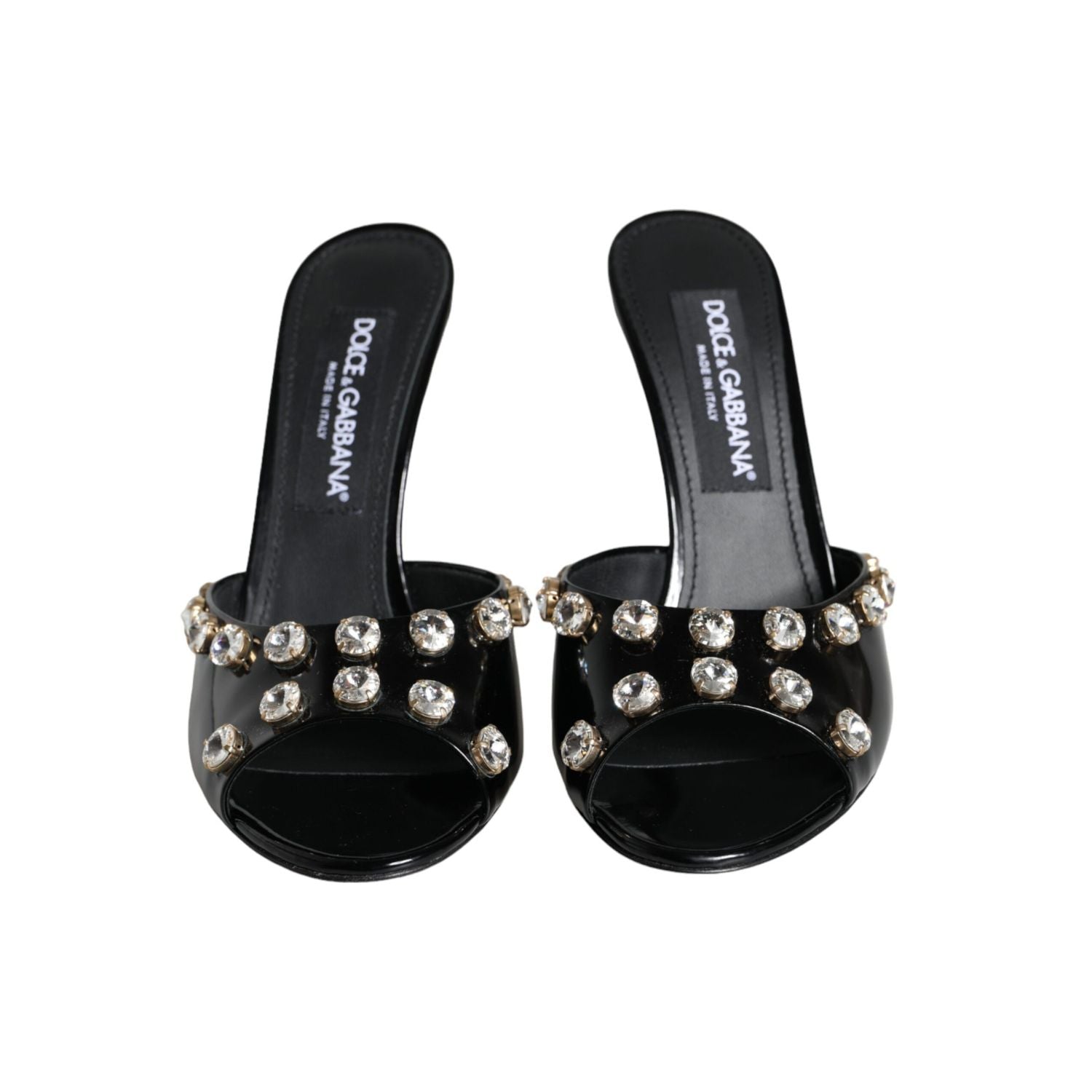 Dolce & Gabbana Black Crystal Heels Keira Sandals Shoes