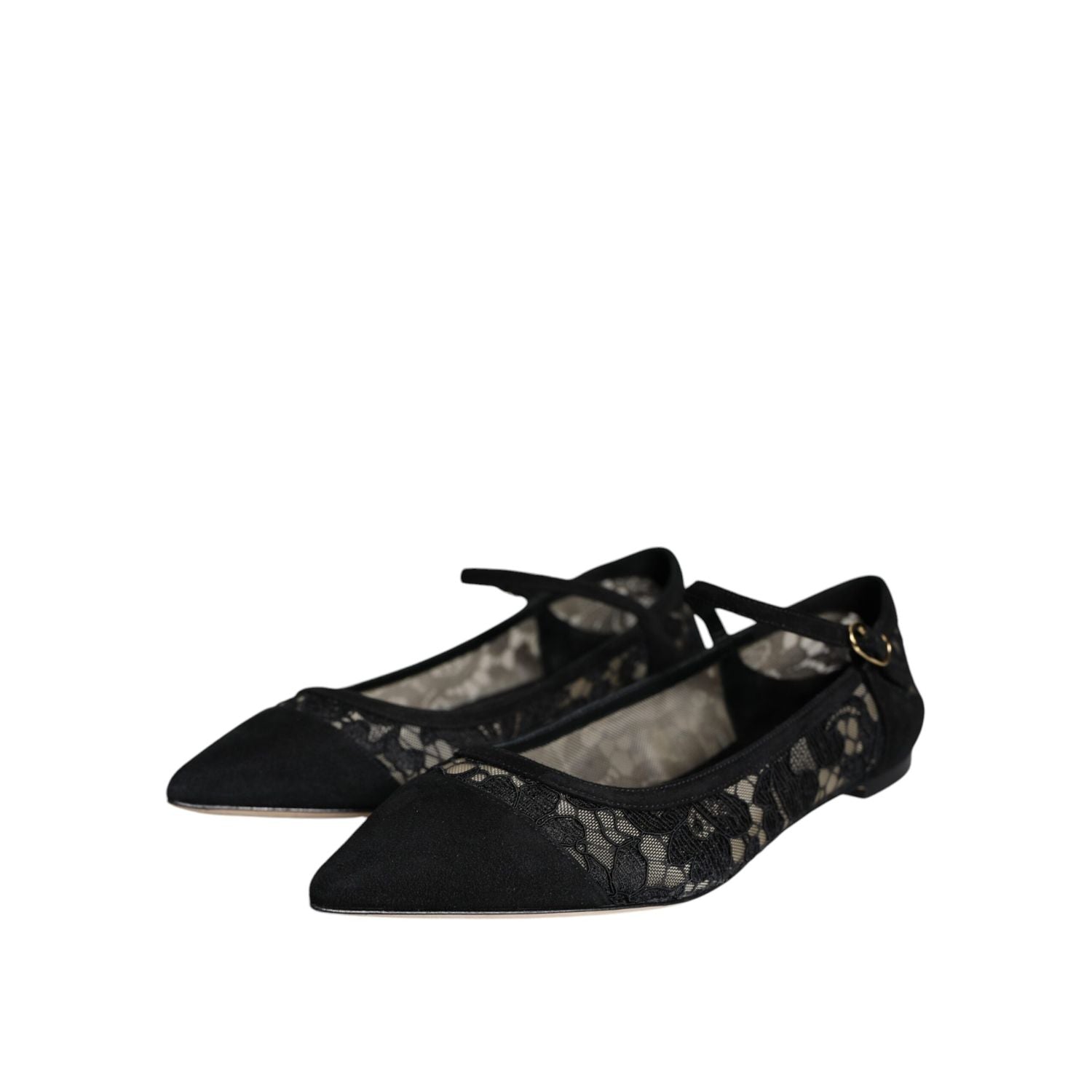 Dolce & Gabbana Black Taormina Lace Bellucci Flats Shoes