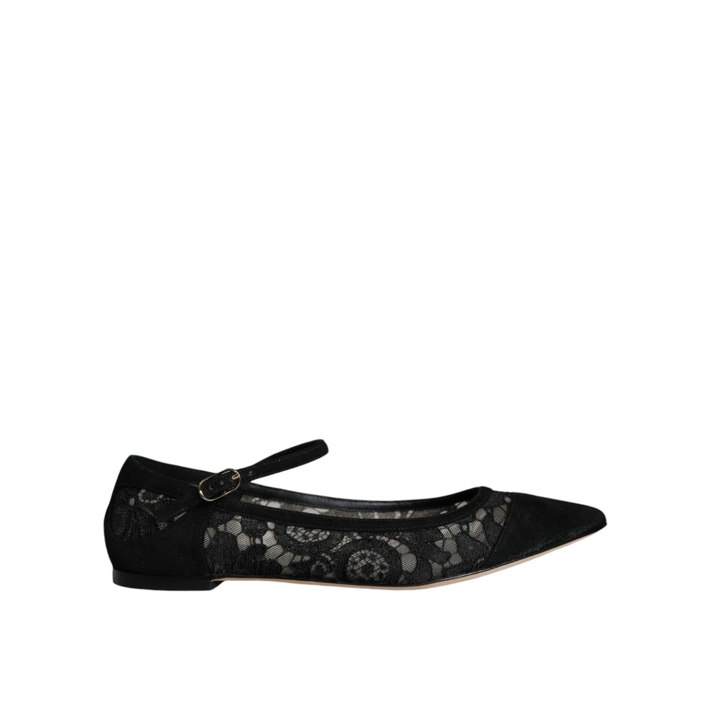 Dolce & Gabbana Black Taormina Lace Bellucci Flats Shoes