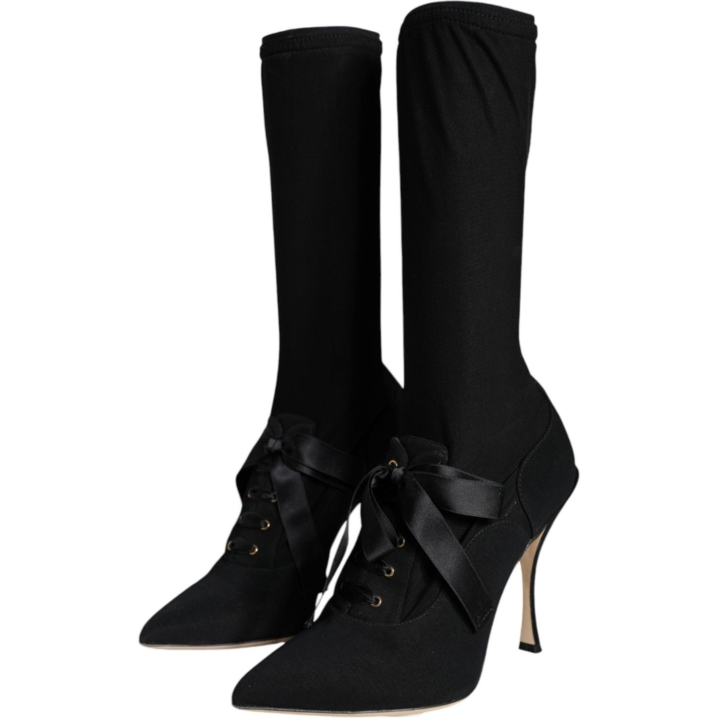 Dolce & Gabbana Black Stiletto Heels Mid Calf Boots Shoes LA12917-37