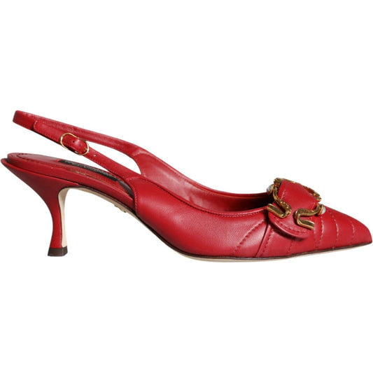 Dolce & Gabbana Dolce & Gabbana Red Devotion Leather Heels Slingback Shoes LA11504-35.5 1728,67345645728,Dolce & Gabbana,EU35.5/US5,EU35/US4.5,EU37/US6.5,EU38/US7.5,Material: 100% Lamb Leather,New with tags,Red,Sandals - Women - Shoes,Shoes,Women,Women -