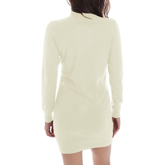 Yes Zee White Viscose Dress Yes Zee Light Gray