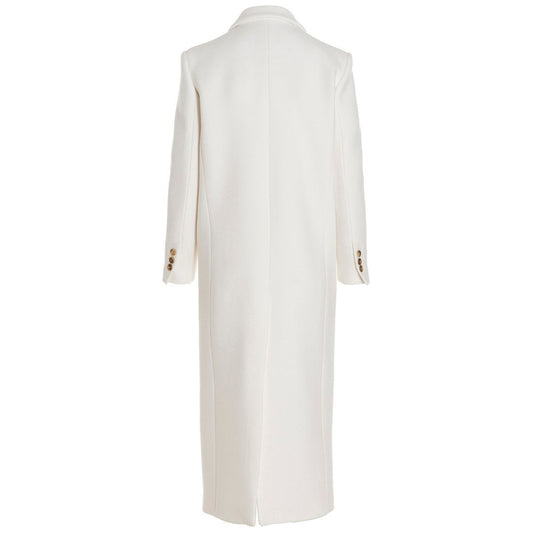 PINKO White Wool Jackets & Coat PINKO Light Gray