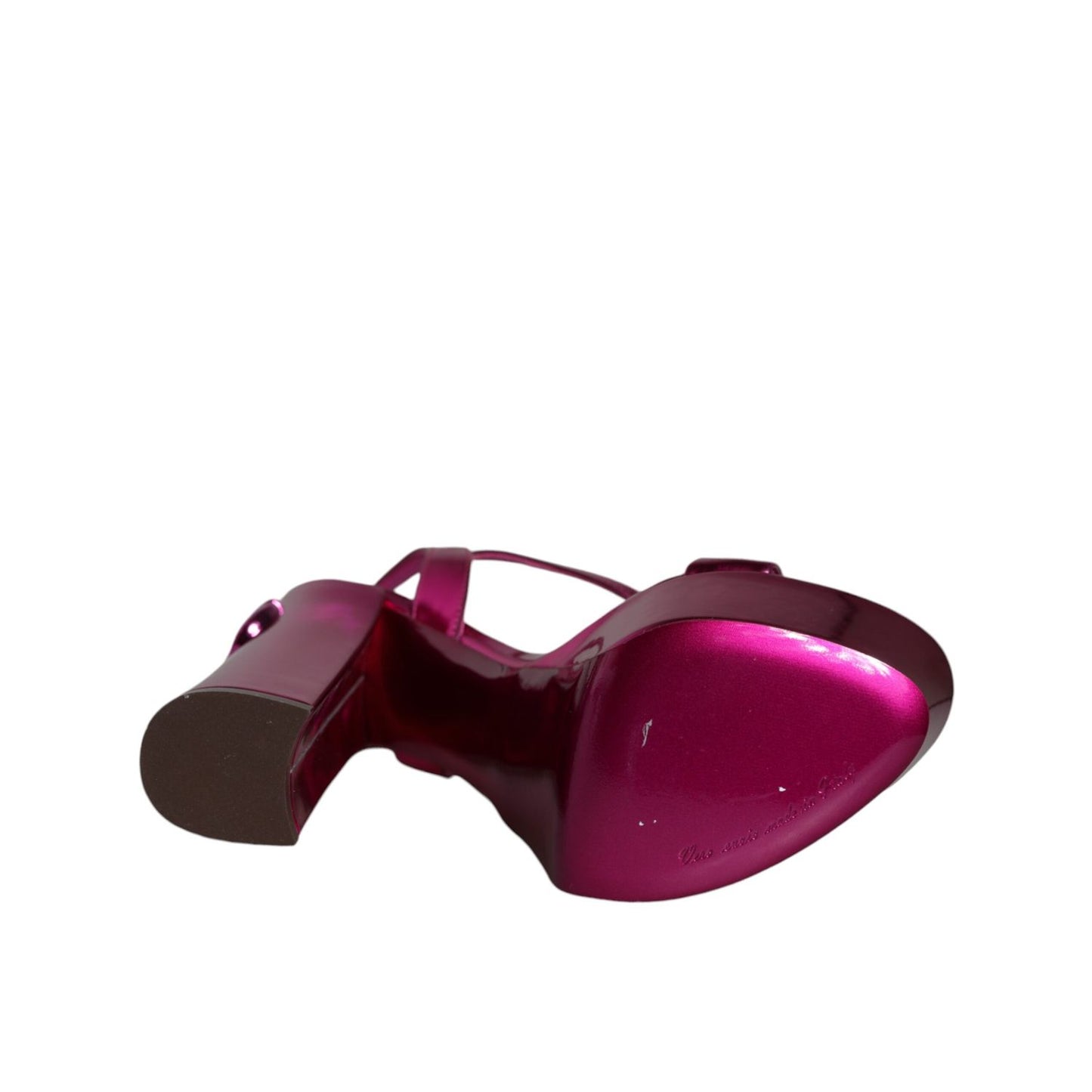 Dolce & Gabbana Fuchsia Leather Platform Logo Keira Sandals Shoes