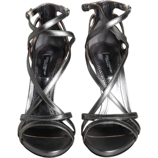 Dolce & Gabbana Dolce & Gabbana Silver Keira Leather Heels Sandals Shoes LA11512-40 1728,67345645728,Dolce & Gabbana,EU40/US9.5,EU41/US10.5,Material: 100% Lamb Leather,New with tags,Sandals - Women - Shoes,Shoes,Silver,Women,Women - Shoes