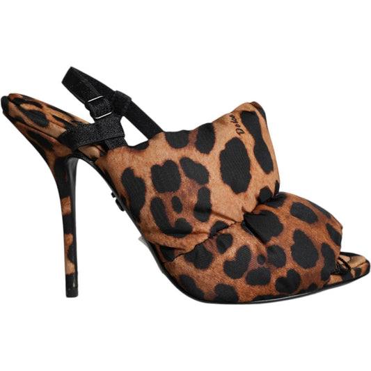 Dolce & Gabbana Brown Leopard Keira Slingback Sandals Shoes