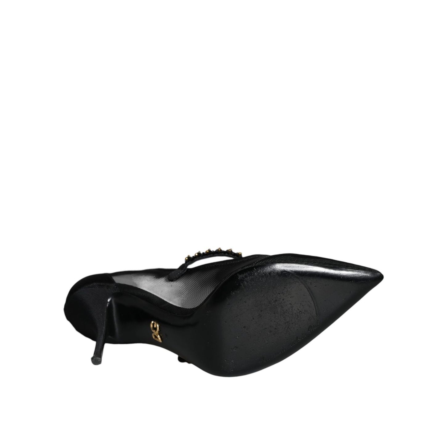 Dolce & Gabbana Black Mesh Mary Jane Crystal Heel Pumps Shoes