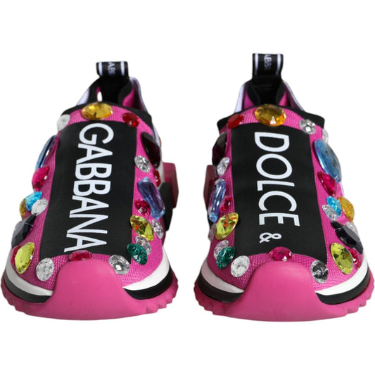Dolce & Gabbana Pink Sorrento Crystals Low Top Sneakers Shoes Dolce & Gabbana Pale Violet Red