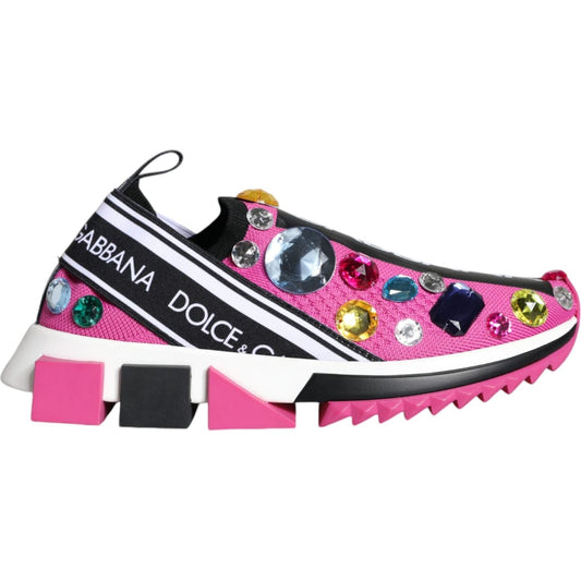 Dolce & Gabbana Pink Sorrento Crystals Low Top Sneakers Shoes Dolce & Gabbana Dark Slate Gray