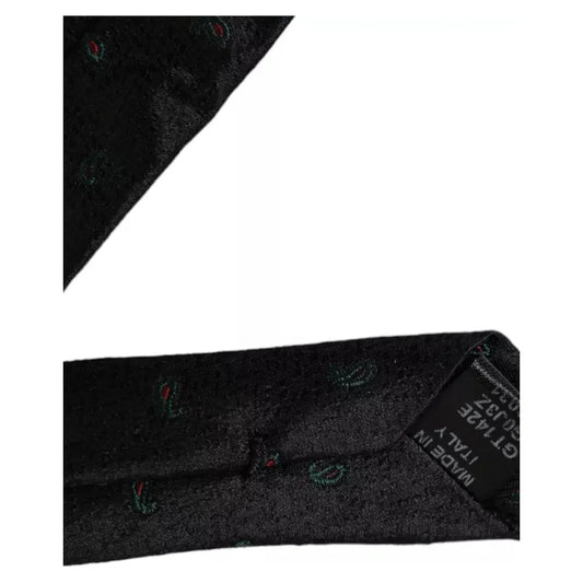 Dolce & Gabbana Black Fantasy 100% Silk Adjustable Men Tie Dolce & Gabbana Black