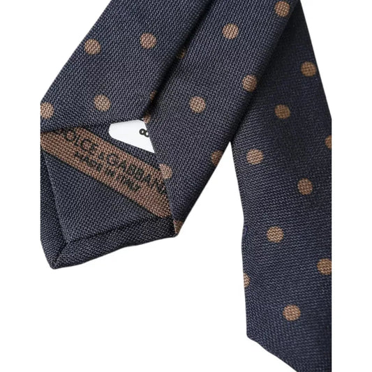 Dolce & Gabbana Black Dotted Fantasy Silk Adjustable Men Tie Dolce & Gabbana Dark Slate Gray
