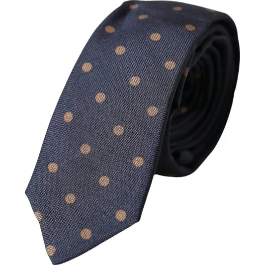 Dolce & Gabbana Black Dotted Fantasy Silk Adjustable Men Tie Dolce & Gabbana Dark Slate Gray