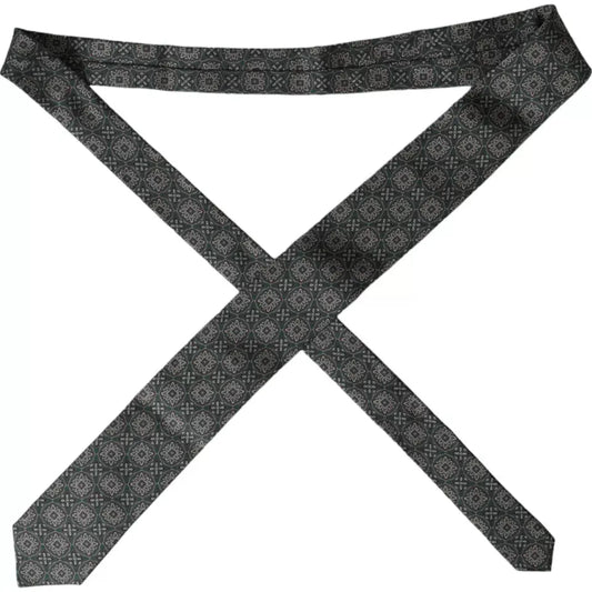 Dolce & Gabbana Green Patterned 100% Silk Adjustable Men Tie Dolce & Gabbana Dark Slate Gray