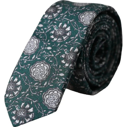 Dolce & Gabbana Green Floral Print Silk Adjustable Men Tie Dolce & Gabbana Dark Slate Gray