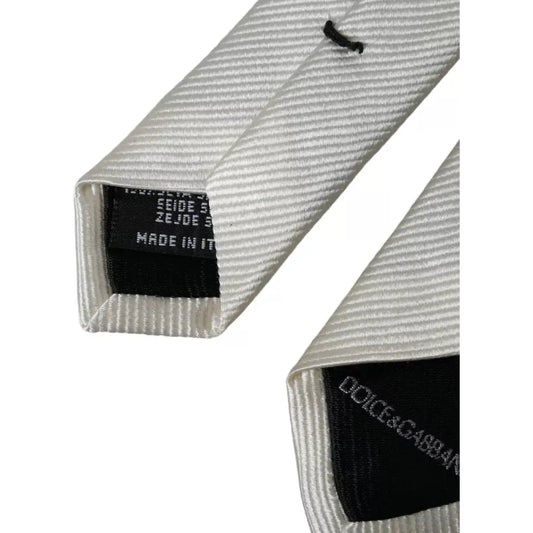 Dolce & Gabbana White Solid 100% Silk Adjustable Tie Dolce & Gabbana Gray