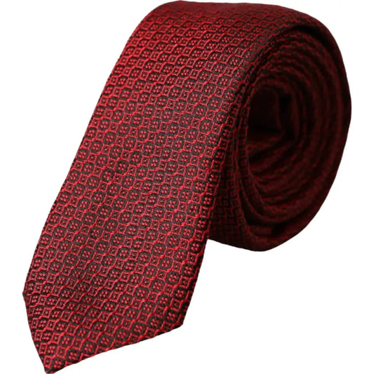 Dolce & Gabbana Red Patterned 100% Silk Adjustable Men Tie Dolce & Gabbana Black