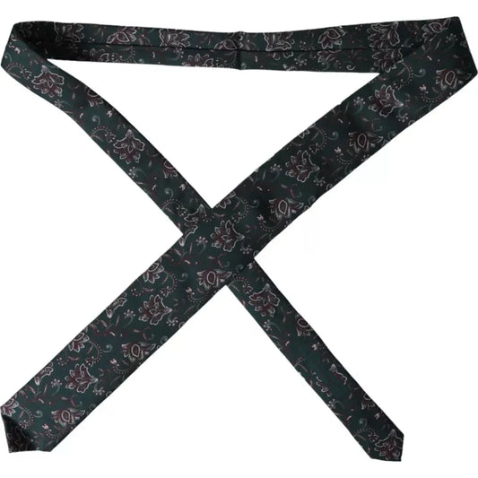 Dolce & Gabbana Green Floral Print Silk Adjustable Men Tie Dolce & Gabbana Dark Slate Gray
