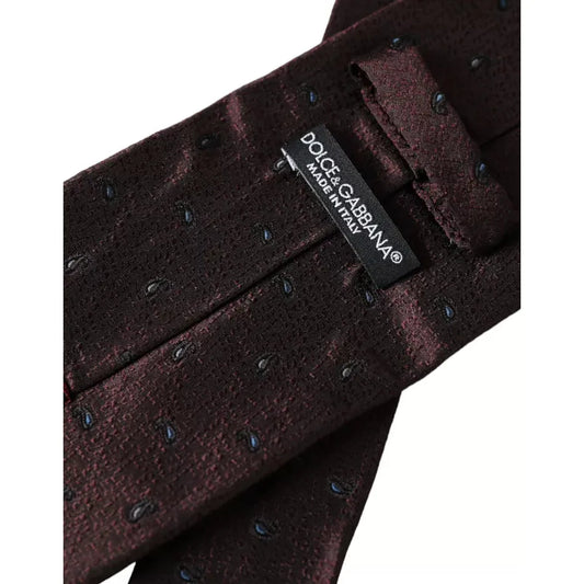 Dolce & Gabbana Bordeaux Fantasy 100% Silk Adjustable Men Tie Dolce & Gabbana Black