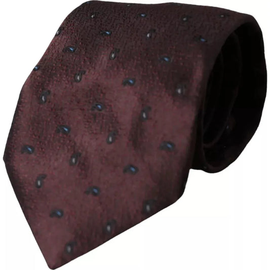 Dolce & Gabbana Bordeaux Fantasy 100% Silk Adjustable Men Tie Dolce & Gabbana Dark Slate Gray