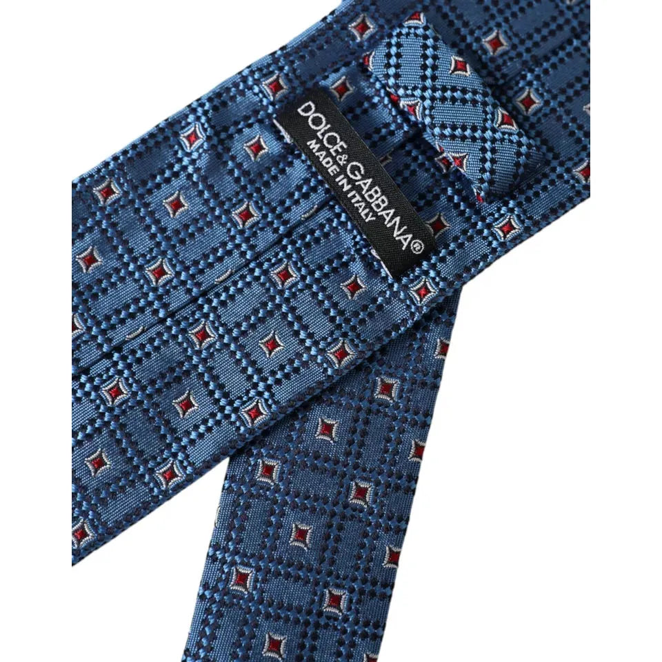 Dolce & Gabbana Blue Patterned 100% Silk Adjustable Men Tie