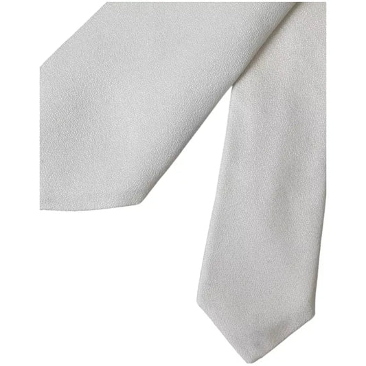 Dolce & Gabbana White Silk Classic Adjustable Men Tie Dolce & Gabbana Gray