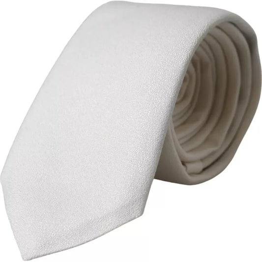 Dolce & Gabbana White Silk Classic Adjustable Men Tie Dolce & Gabbana Dim Gray