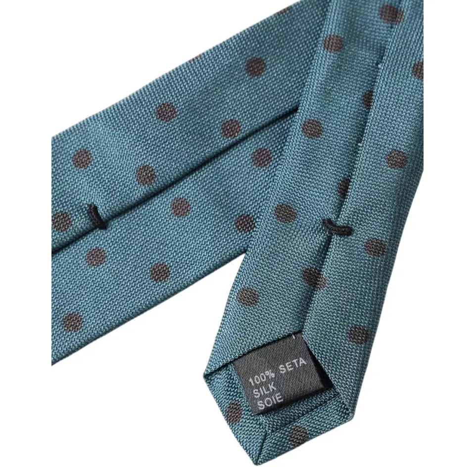Dolce & Gabbana Green Black Polka Dot Silk Adjustable Men Tie