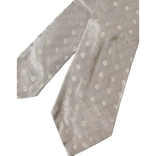 Dolce & Gabbana Beige Dotted Silk Classic Adjustable Men Tie Dolce & Gabbana Dark Gray
