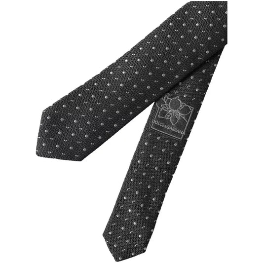 Dolce & Gabbana Black Polka Dot Silk Adjustable Men Tie Dolce & Gabbana Dark Slate Gray