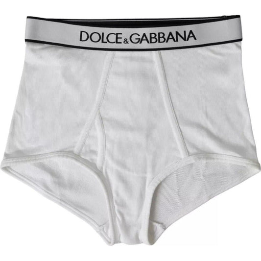 Dolce & Gabbana White Cotton Stretch Branded Logo Underwear Dolce & Gabbana Light Gray