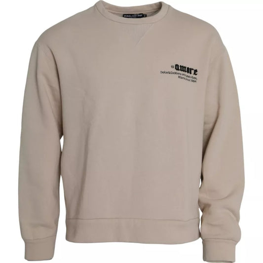 Dolce & Gabbana Beige Cotton Crew Neck Sweatshirt Sweater TSH86367-48