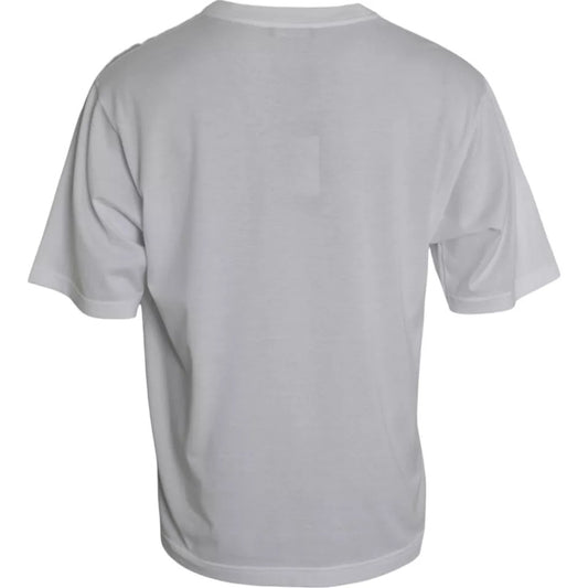 Dolce & Gabbana White Cotton Round Neck Short Sleeve T-shirt TSH86451-56