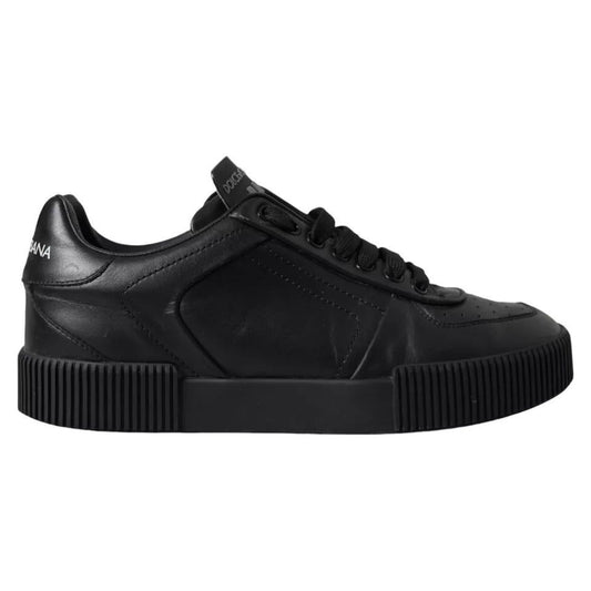 Dolce & Gabbana Black Leather Low Top Sneakers Men Shoes Dolce & Gabbana Black