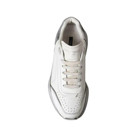 Dolce & Gabbana White Silver Daymaster Low Top Sneakers Shoes Dolce & Gabbana Light Gray