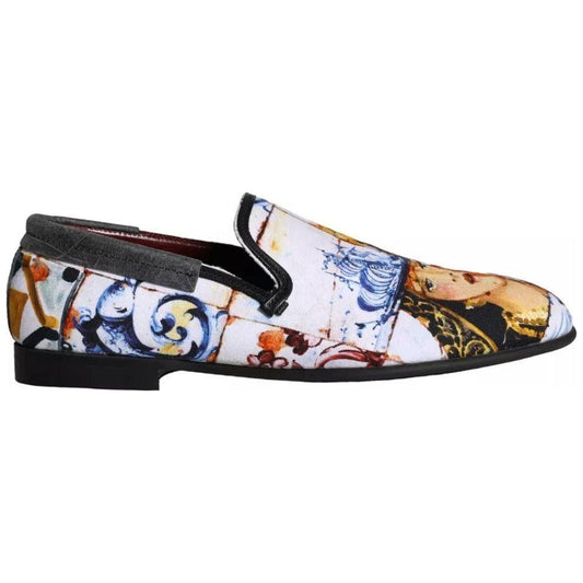 Dolce & Gabbana Multicolor Madonna Majolica Amalfi Men Loafers Shoes Dolce & Gabbana Black