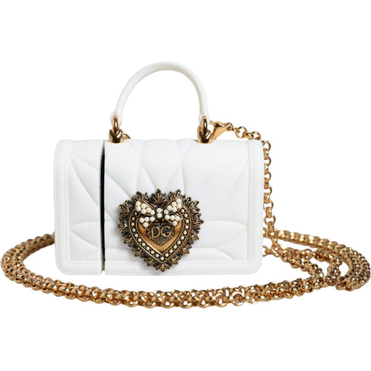 Dolce & Gabbana White Silicone Devotion Heart Cover Hand Bag Airpod Case Dolce & Gabbana Antique White