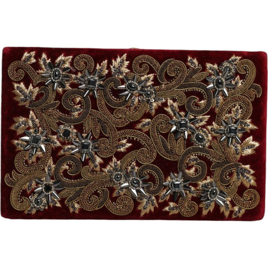 Dolce & Gabbana Red Velvet Gold Frame Clutch Evening Party Purse Bag Dolce & Gabbana Dark Slate Gray