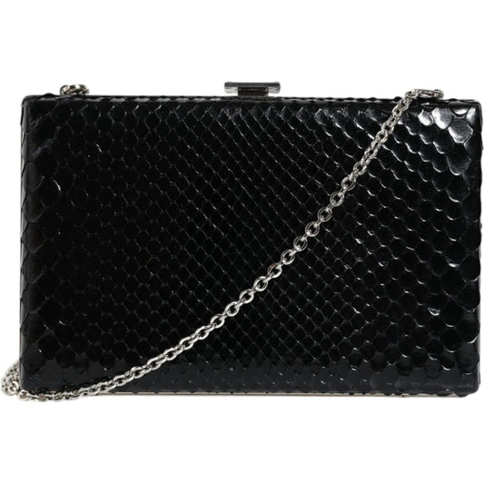 Dolce & Gabbana Black Leather Silver Frame Clutch Mini Crossbody Bag Dolce & Gabbana Black