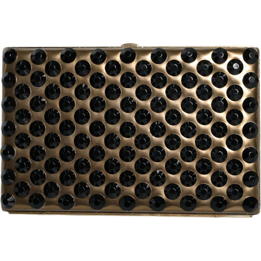 Dolce & Gabbana Gold Crystal Bifold Clutch Evening Party Women Purse Bag Dolce & Gabbana Black