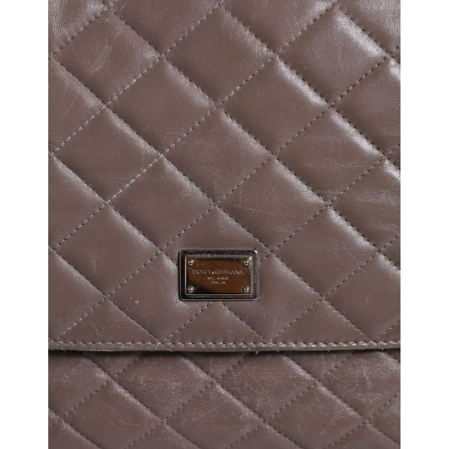 Dolce & Gabbana Brown Quilted Leather Shoulder Purse Satchel Bag