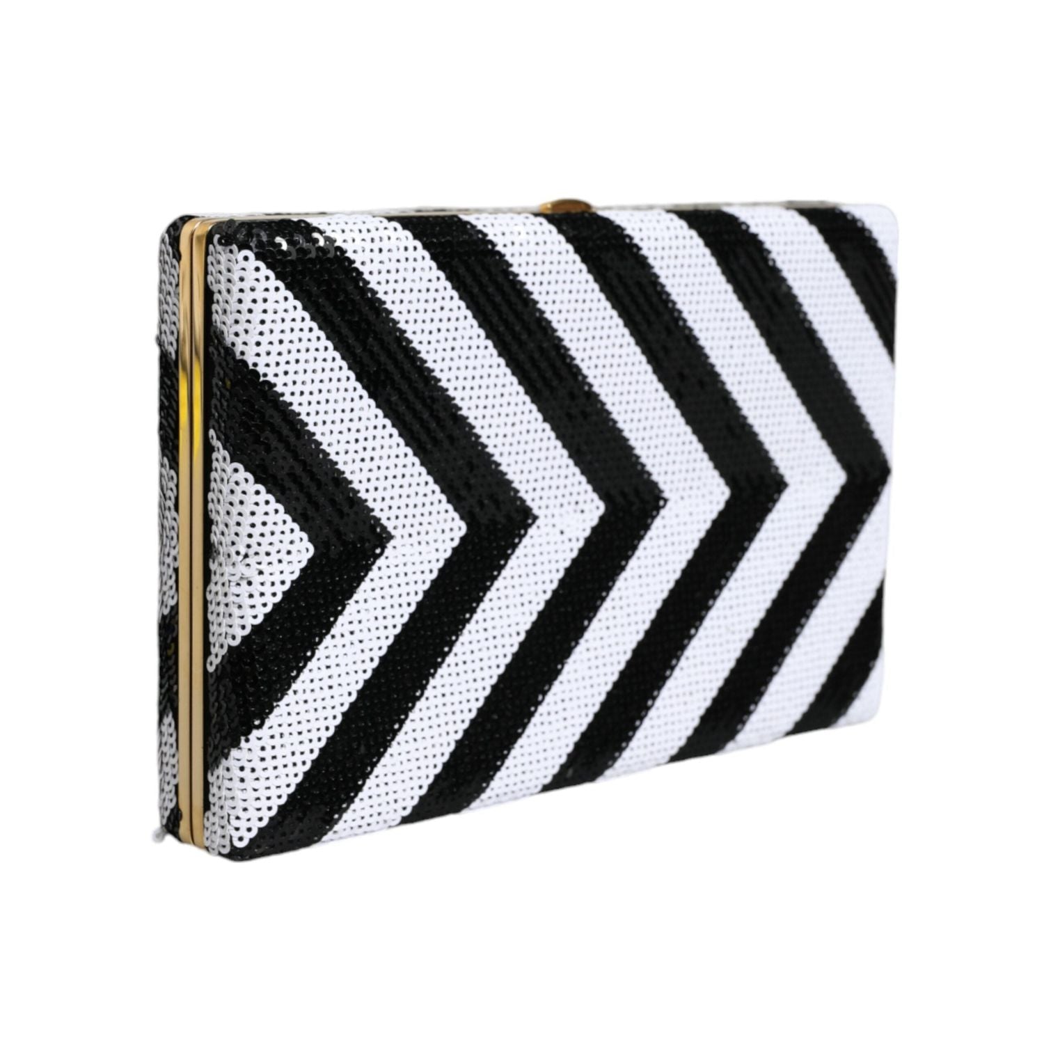 Dolce & Gabbana Black White Gold Frame Clutch Evening Party Purse Bag