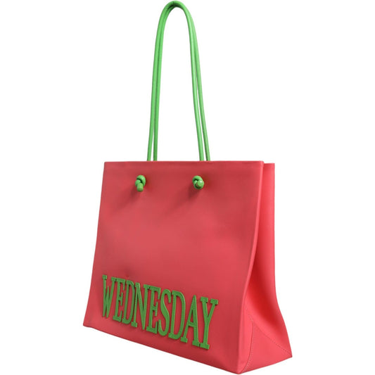 Alberta Ferretti Pink Leather Weekend Wednesday Shopping Tote Bag Alberta Ferretti Maroon