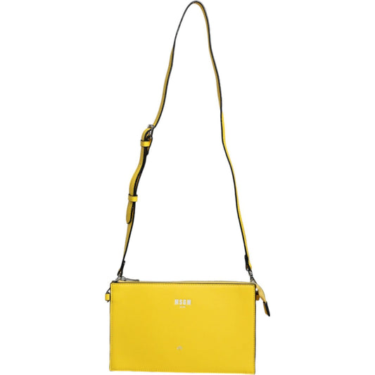 MSGM Yellow Leather Logo Crossbody Sling Shoulder Bag MSGM Goldenrod