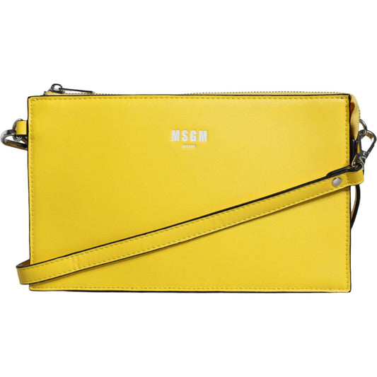 MSGM Yellow Leather Logo Crossbody Sling Shoulder Bag MSGM Goldenrod