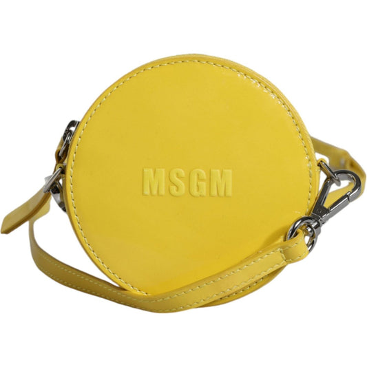 MSGM Yellow Leather Logo Crossbody Sling Shoulder Round Bag MSGM Goldenrod
