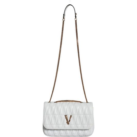 Versace White Mini Nappa Leather Crossbody Shoulder Bag Versace Light Gray